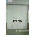 Porta de garagem seccional isolada de aço branco com pedestres